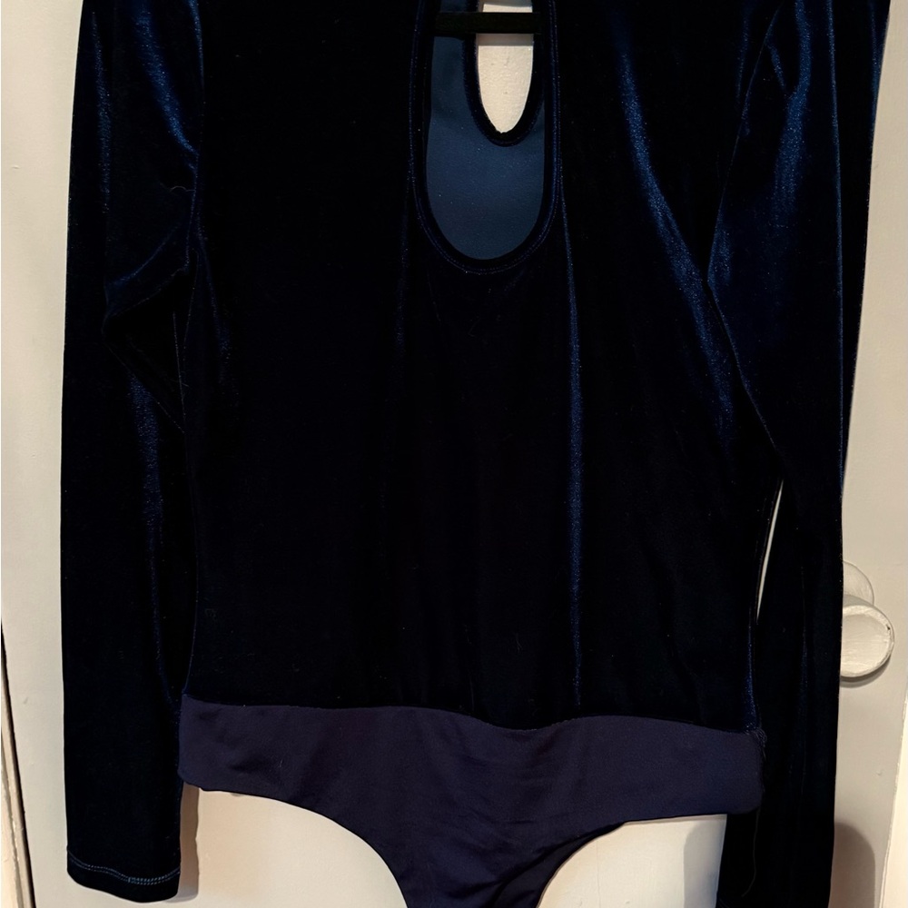Shinestar Midnight Blue Velvet Bodysuit